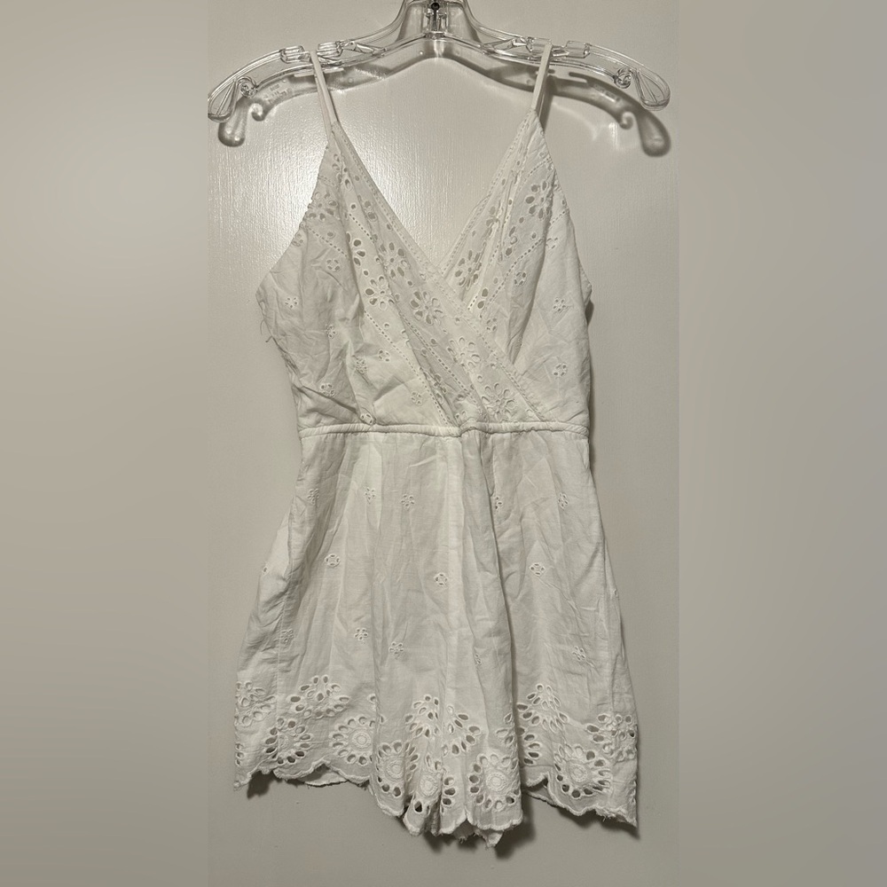 Japna White Eyelet Sleeveless Cotton Romper size S - Picture 1 of 9